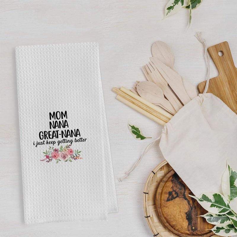 Geqtt Great Grandma Dish Towels - Great Nana Waffle Weave Kitchen Towels, Great Grandma Gifts Hand Towel, Great Grandma Tea Towel, Great Grandma Gifts (16×24 Inches) - Image 2
